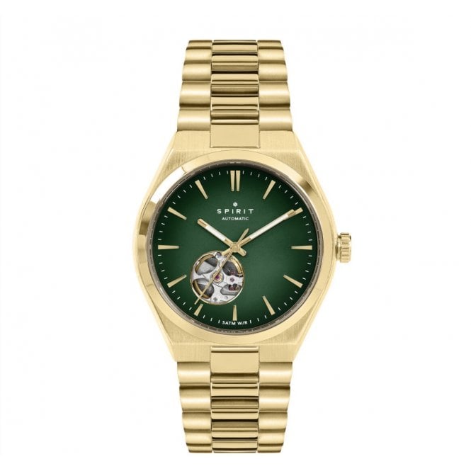 SPIRIT Automatic Green and Gold Tone Bracelet Watch