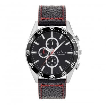 Spirit Chronograph Red and Black Leather Strap Watch