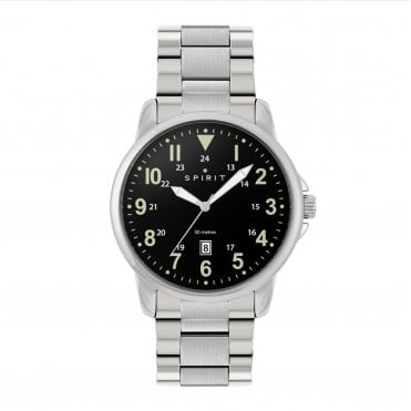 Spirit Silver Plated Black Dial Sporty Bracelet Watch