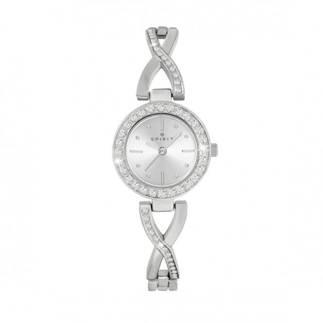 SPIRIT Silver Stone Set Crossover Bracelet Watch