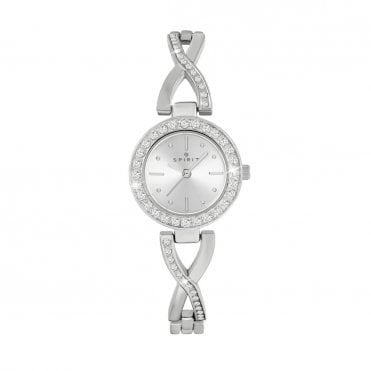 Spirit Silver Stone Set Crossover Bracelet Watch