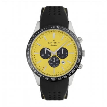 Spirit Tachymeter Yellow Dial Black Silicone Watch