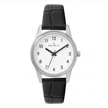 Spirit White Dial Black Leather Strap Watch