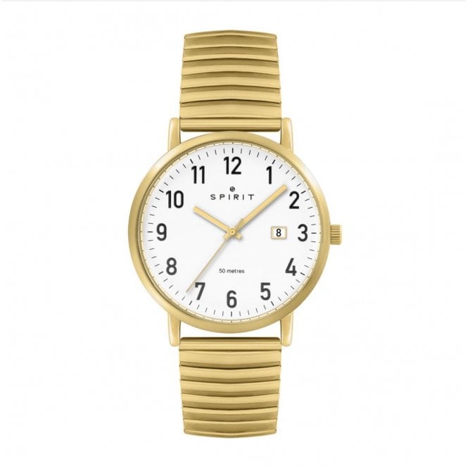 SPIRIT White Dial Gold Plated Expander Bracelet Watch
