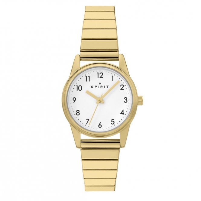 SPIRIT White Dial Gold Plated Stainless Steel Expander Bracelet Watch