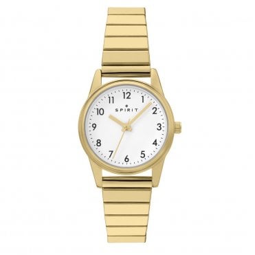 Spirit White Dial Gold Plated Stainless Steel Expander Bracelet Watch