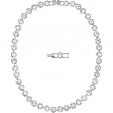 Angelic necklace, Round, White, Rhodium plated