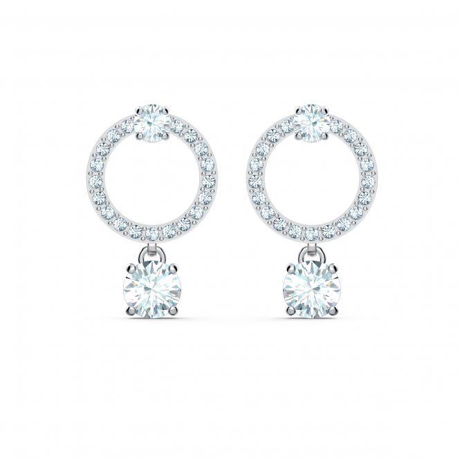 SWAROVSKI Attract Circle Pierced Earrings, White, Rhodium plated