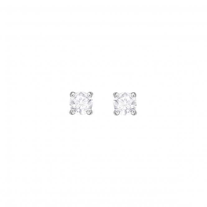 SWAROVSKI Attract Round Pierced Earrings, White, Rhodium plated