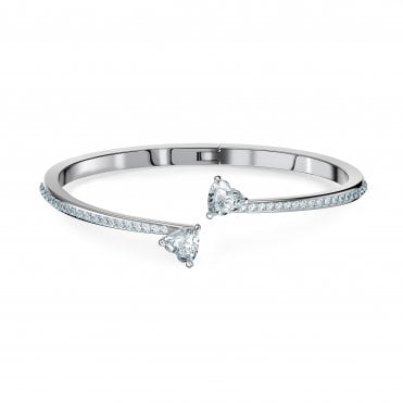 Attract Soul Heart Bangle, White, Rhodium plated