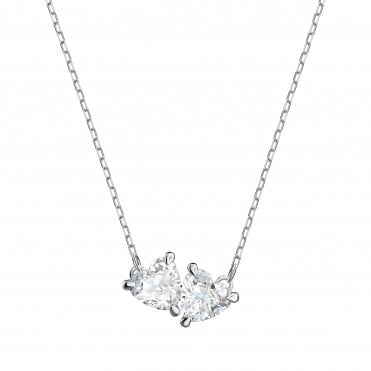 Attract Soul Necklace, Heart, White, Rhodium plated