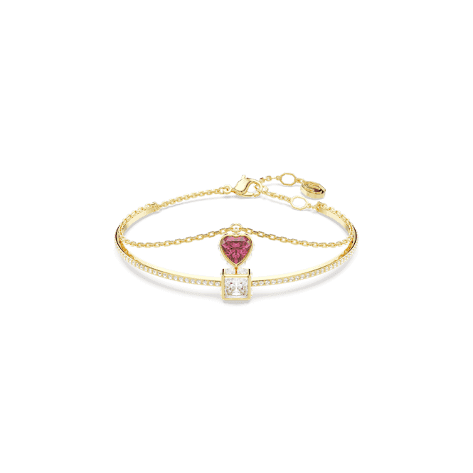 SWAROVSKI Chroma Yellow Gold Tone Plated Red Heart Bangle