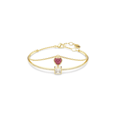 Chroma Yellow Gold Tone Plated Red Heart Bangle