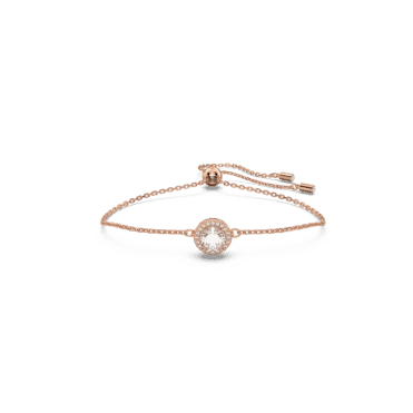 Constella bracelet, Round cut, Pavé, White, Rose gold-tone plated
