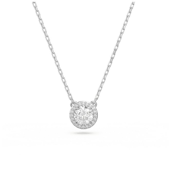 SWAROVSKI Constella pendant, Round cut, Pavé, White, Rhodium plated