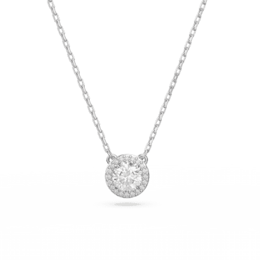 Constella pendant, Round cut, Pavé, White, Rhodium plated