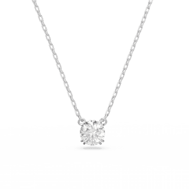 Constella pendant, Round cut, White, Rhodium plated