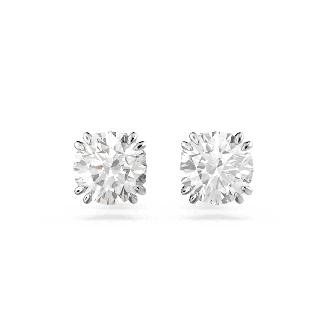 SWAROVSKI Constella stud earrings, Round cut, White, Rhodium plated