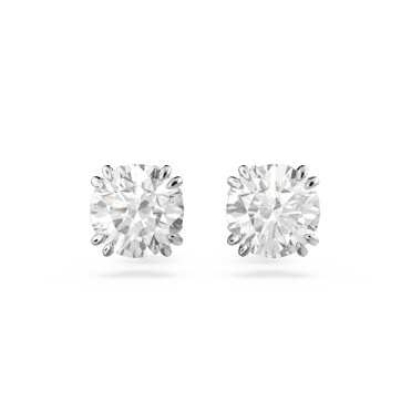 Constella stud earrings, Round cut, White, Rhodium plated