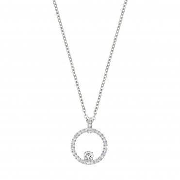 Creativity Circle Pendant, White, Rhodium plated