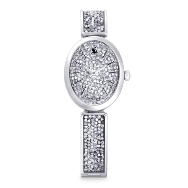Crystal Rock Silver Stainless Steel Oval Watch