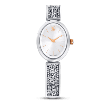 Crystal Rock White Stainless Steel Oval Watch