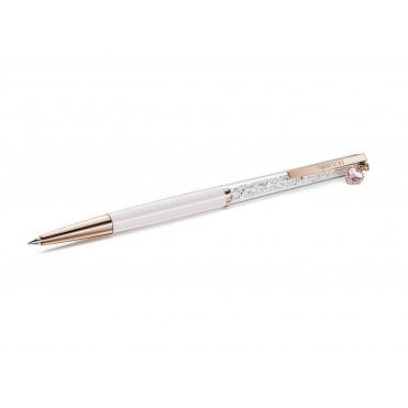 Crystalline Rose Gold Plated Pink Dangle Heart Ballpoint Pen