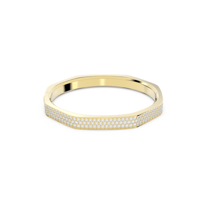 SWAROVSKI Dextera bangle, Octagon shape, White, Gold-tone plated