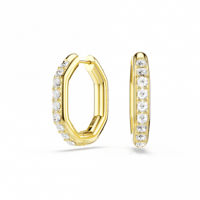SWAROVSKI Dextera Gold Tone Octagon Hoop Earrings