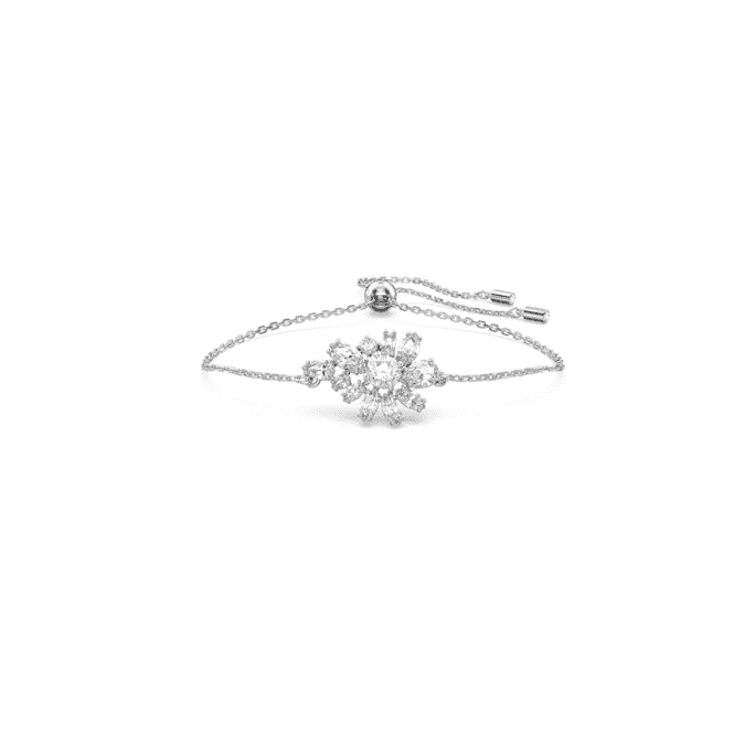 SWAROVSKI Gema bracelet, Flower, White, Rhodium plated