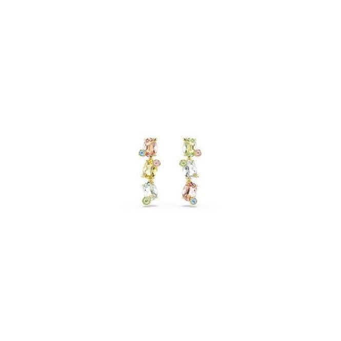 SWAROVSKI Gema Gold Multicoloured Mixed Cut Drop Earrings