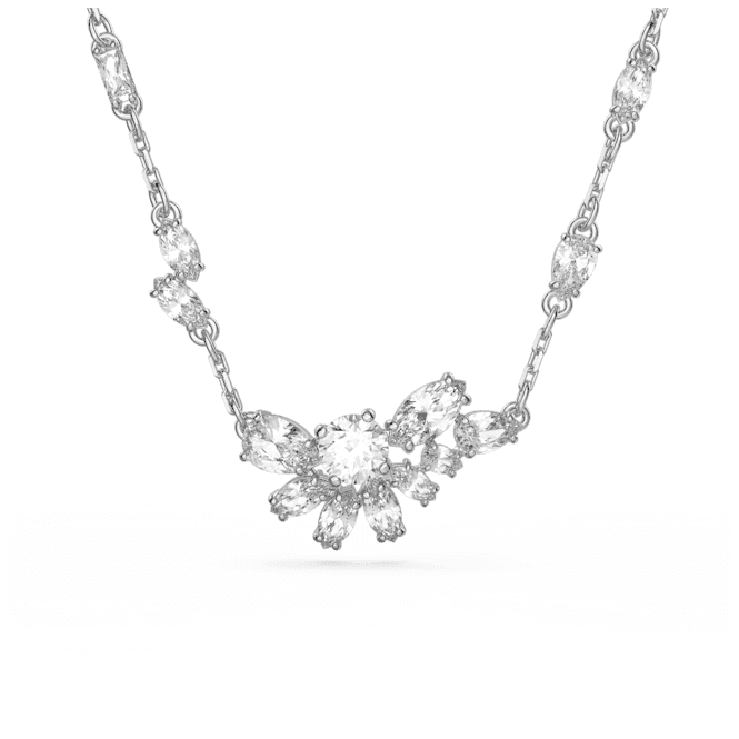 SWAROVSKI Gema pendant, Flower, White, Rhodium plated