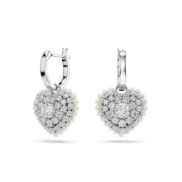 Hyperbola White Heart Drop Earrings