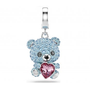Idyllia Blue and Pink Heart Teddy Bear Charm