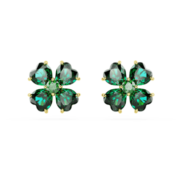 Idyllia Green Gold-Tone Stud Earrings
