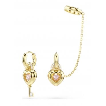 Idyllia Heart with Key Drop Earrings with Ear Cuff