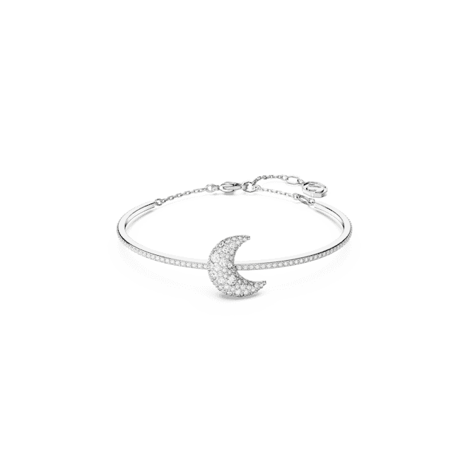 SWAROVSKI Luna bangle, Moon, White, Rhodium plated