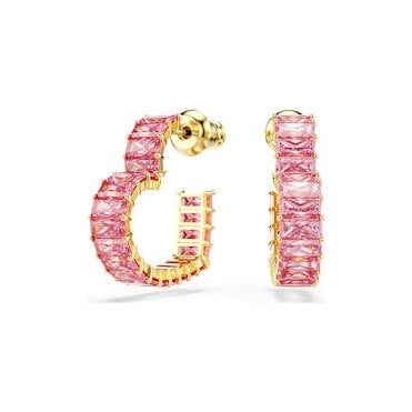 Matrix Gold and Pink Heart Hoop Earrings