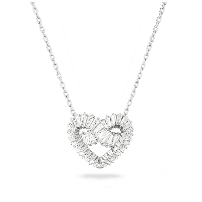 SWAROVSKI Matrix pendant, Mixed cuts, Heart, White, Rhodium plated