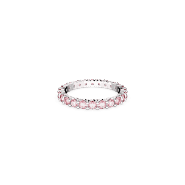 Matrix ring, Round cut, Pink, Rhodium plated