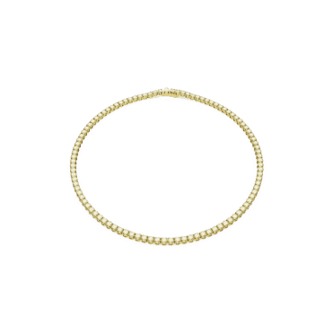 Matrix Tennis necklace, Round cut, Small, Yellow, Gold-tone plated