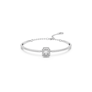 Millenia bangle, Octagon cut, White, Rhodium plated