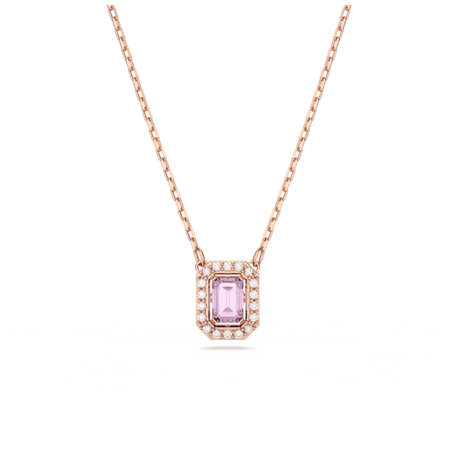 SWAROVSKI Millenia necklace, Octagon cut, Purple, Rose gold-tone plated