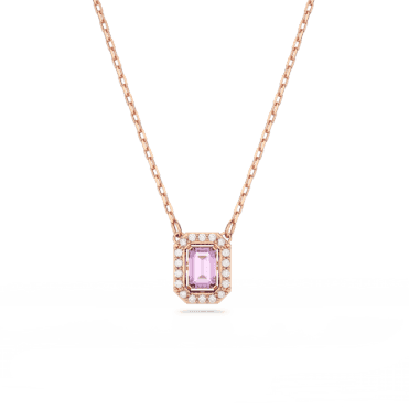 Millenia necklace, Octagon cut, Purple, Rose gold-tone plated