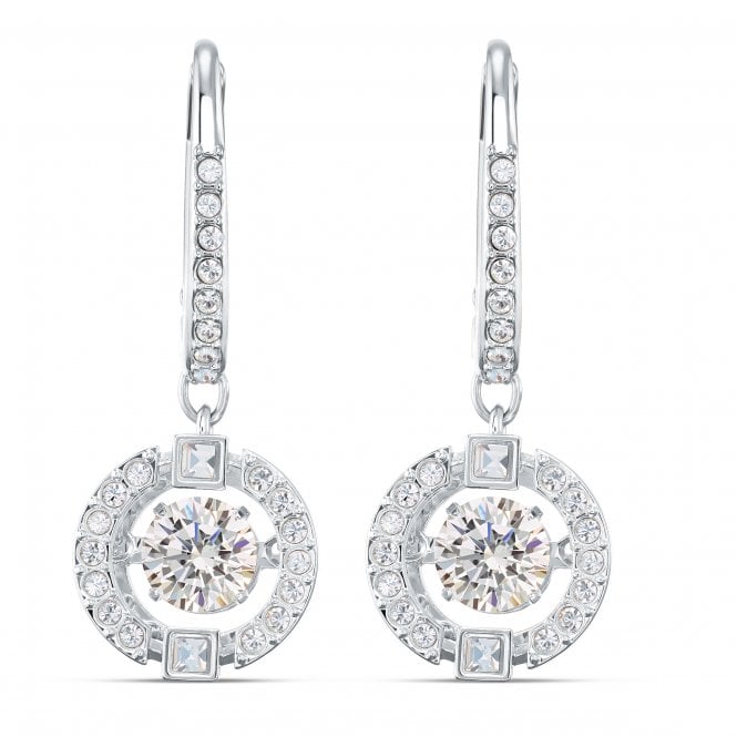 SWAROVSKI Sparkling Dance Pierced Earrings, White, Rhodium plated