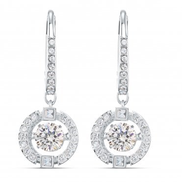 Swarovski Sparkling Dance Pierced Earrings, White, Rhodium plated