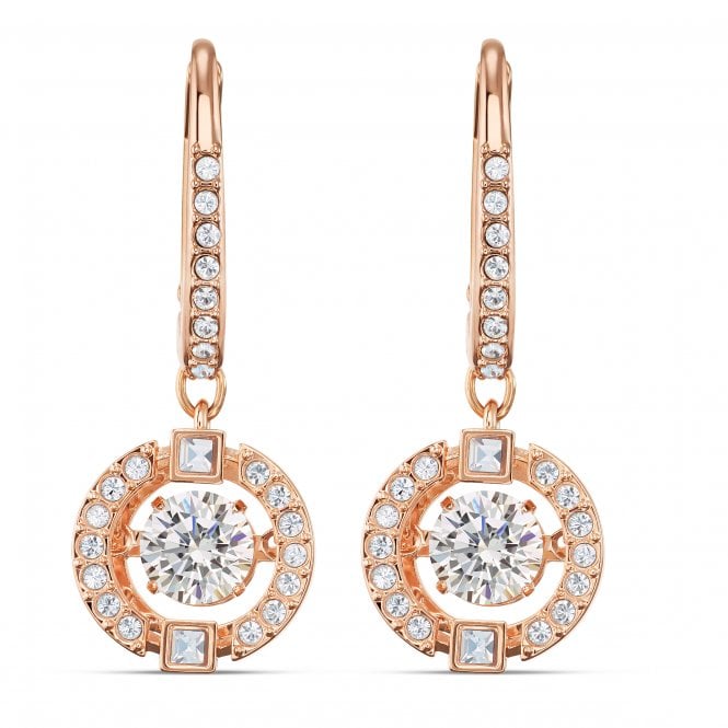 SWAROVSKI Sparkling Dance Pierced Earrings, White, Rose-gold tone plated