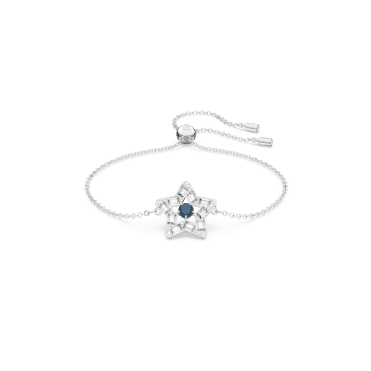 Stella bracelet, Star, Blue, Rhodium plated
