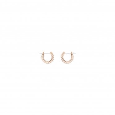 Stone Pierced Earrings, Pink, Rose-gold tone plated