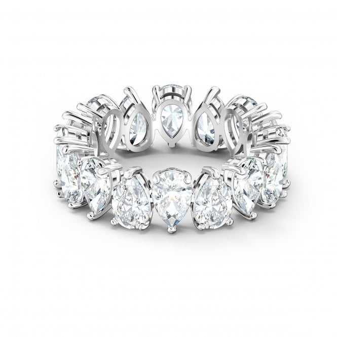 SWAROVSKI Vittore ring, Pear cut, White, Rhodium plated